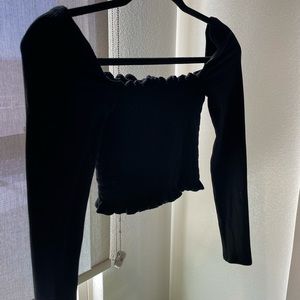 Reformation black long sleeve knit top